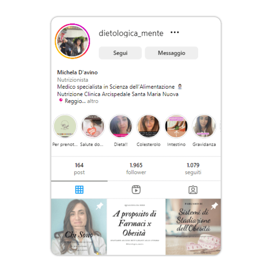 Pagina Instagram dietologica_mente